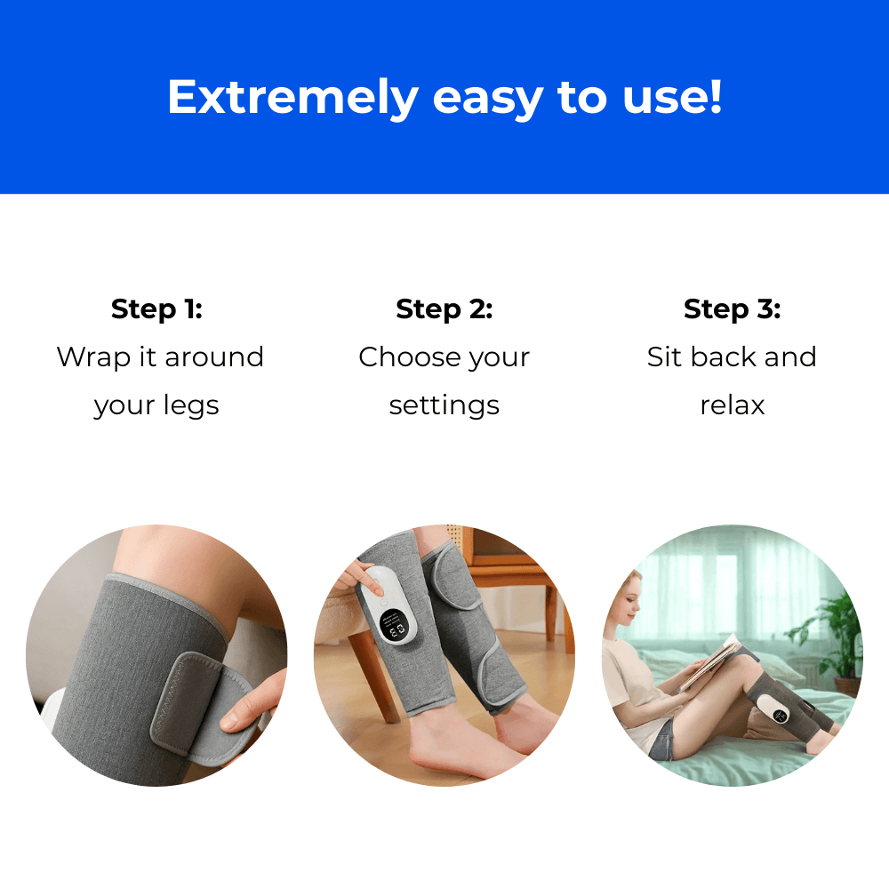 360° Air Compression Calf Massager with Heat - 3 Modes for Leg Pain Relief
